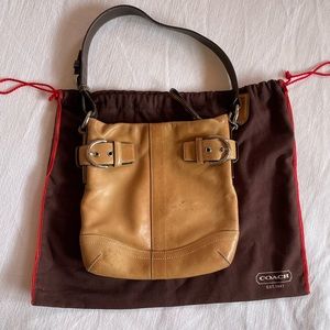 Coach Leather Shoulder Bag, Camel & Brown,
